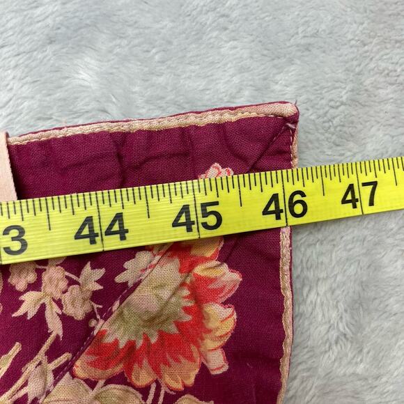 April Cornell Tablecloth 46" Square 2000 Burgundy Floral Plaid Cotton Card Table - Picture 6 of 8